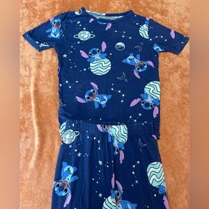 Blue Stitch Print Pajama Set